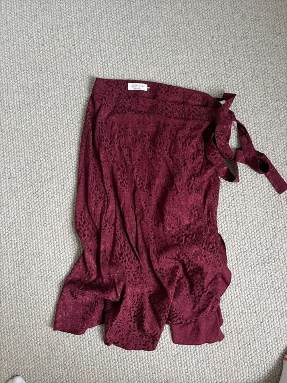 Frame Denim Wine Wrap Satin Skort with Tie